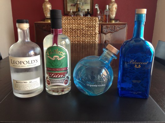 Leopold's Gin, Cutler's Gin, Ocean Vodka, Bluecoat Gin